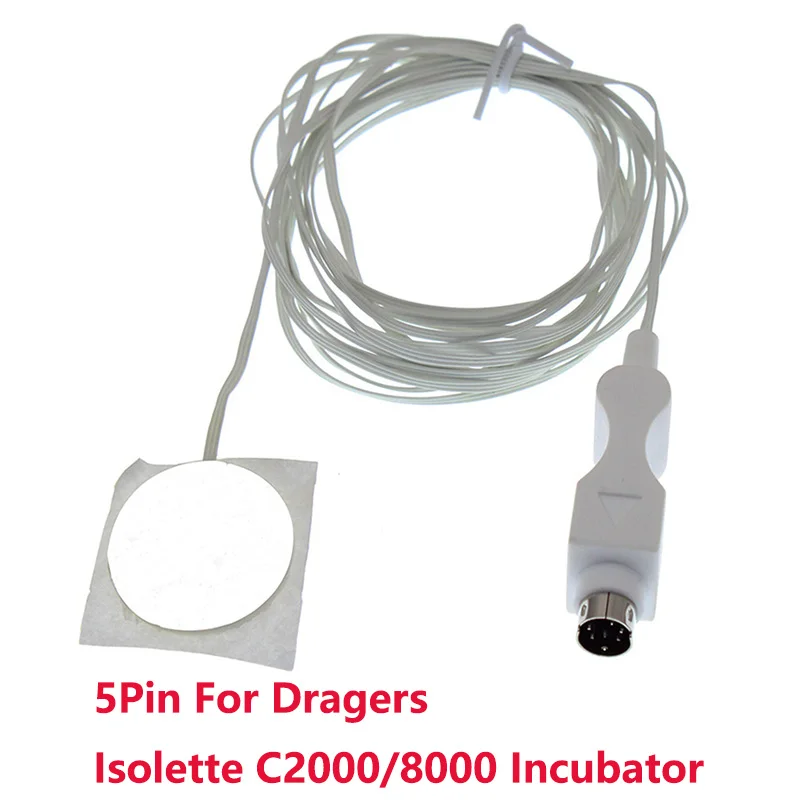 5pin Disposable Neonate Surface-Skin Medical Temperature Probe,For Dragers Isolette C2000 /8000 Air Shields Versalet Incubator.