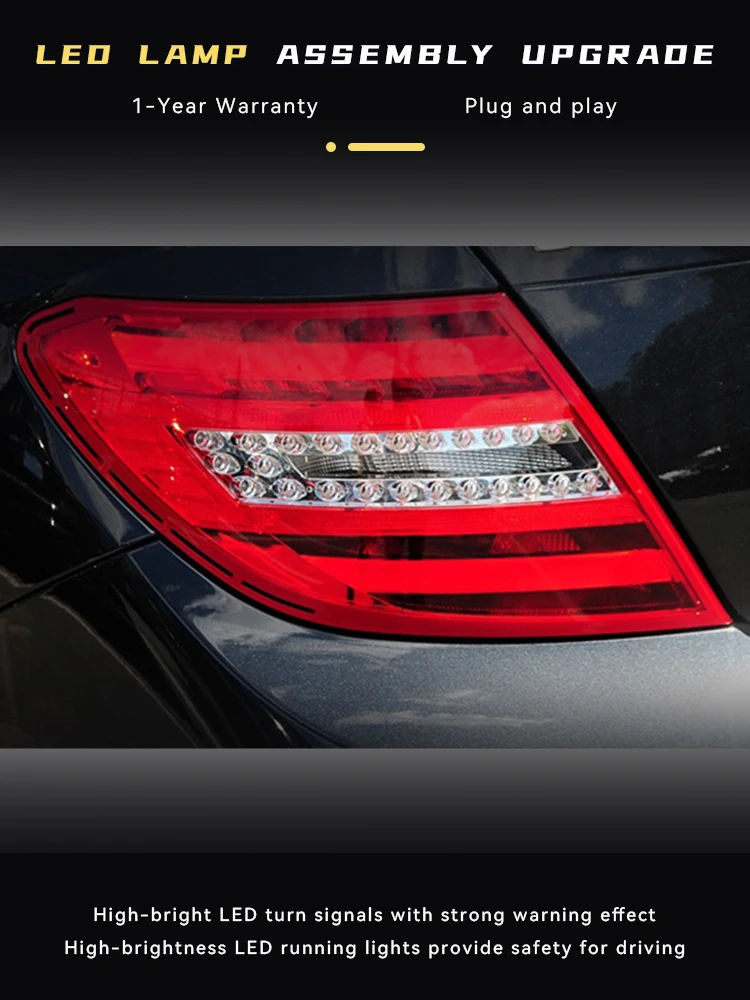 Tail Light For Benz Class C180 C200 W204 2007-2014 Upgrade LED Bulbs DRL Projector Lens Automotive Rear Lamp Tool Accessories