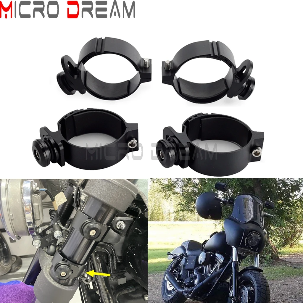 Abrazadera de montaje de carenado de faro de montaje de horquilla delantera de 48-55mm para Harley Dyna Softail Sportster Club Style Clip de montaje de cuarto de techo