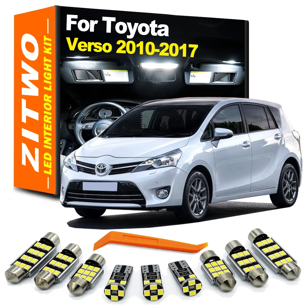 ZITWO 13Pcs For Toyota Verso 2010 2011 2012 2013 2014 2015 2016 2017 LED Bulb Interior Map Dome Door Plate Light Kit Accessories