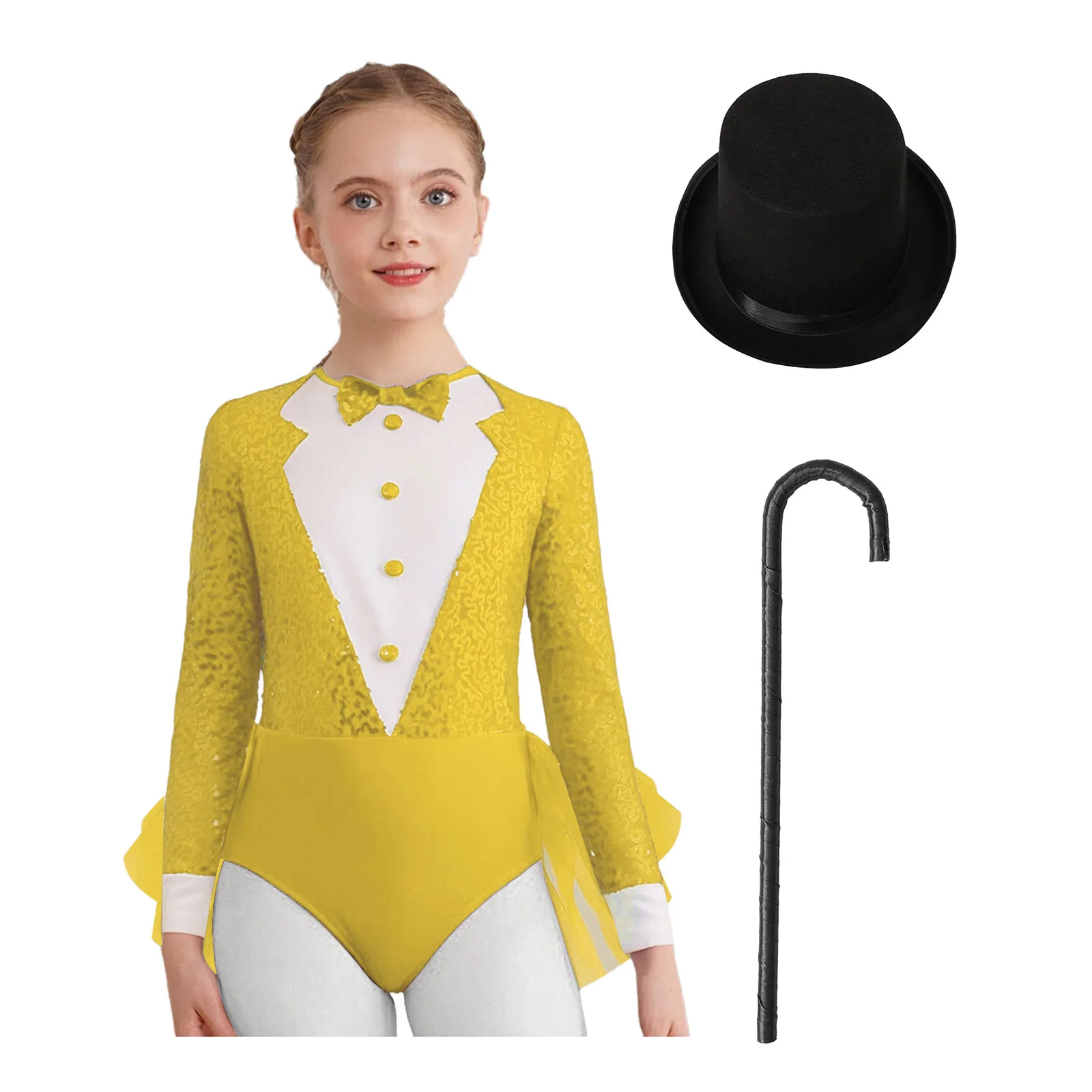 الفتيات السيرك الساحر معالج تأثيري حلي الترتر تول تنانير يوتار مع قبعة وعكاز هالوين موضوع لعب الأدوار الطرف #3