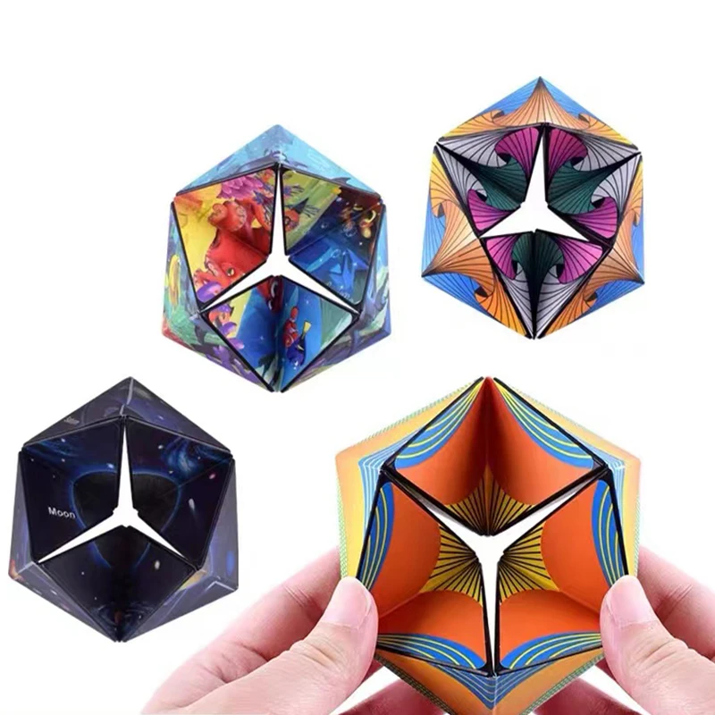 3D Office Hand Flip Puzzle Variety Changeable Magnetic Magic Cube Anti Stress  Stress Reliever Autism Collection Kids Fidget Toy