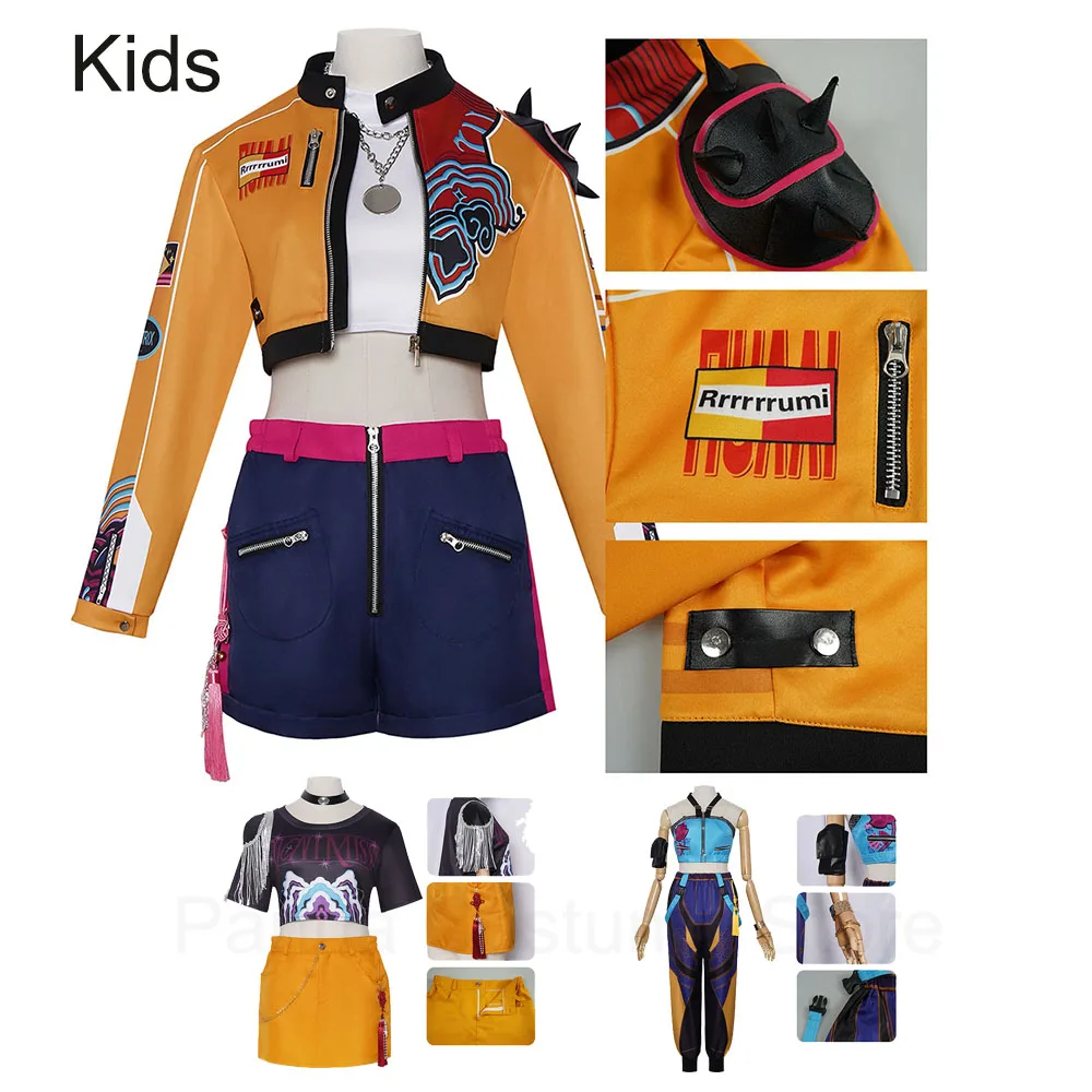 

Kids Kpop Cosplay Costume Girls Demon Hunters Costume Party Rumi Huntrix Costume Zoey Mira Clothes Idol Halloween Set Children