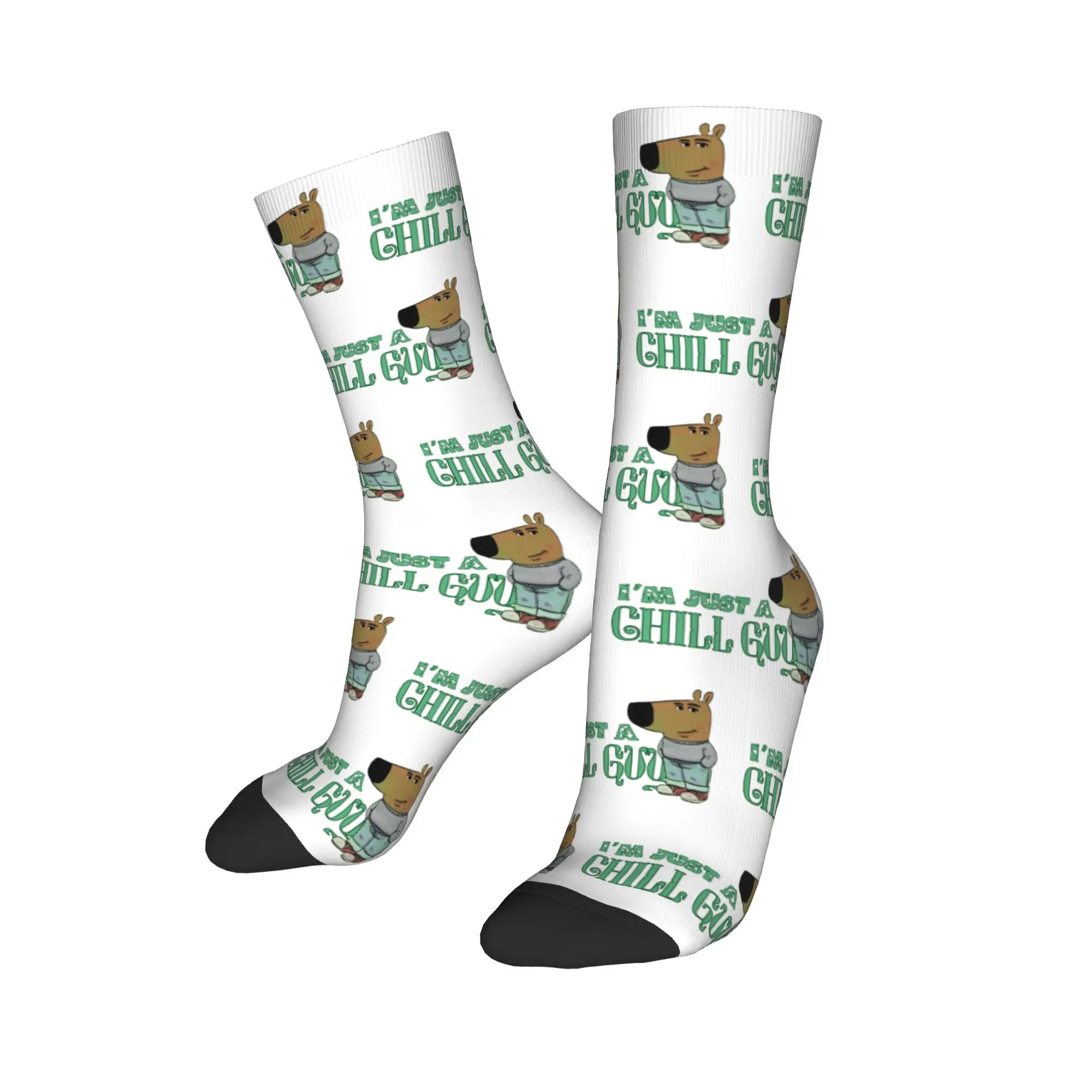 Funny Just a Chill Guy Funny Dog Basketball Socks  Polyester Middle Tube Socks for Women Men Breathable