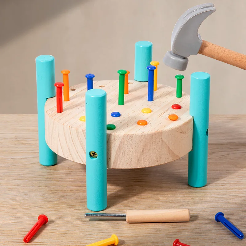 

Round Toddler Hammering Bench – Hand-Eye Coordination Toy, Hand Strength Training Early Education Toy
