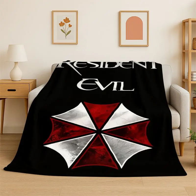 3D R-Resident Evil Leon Game Cartoon Flannel Blanket Soft Warm Throw Blanket for Bedroom Living Room Bed Travel Camping Picnic