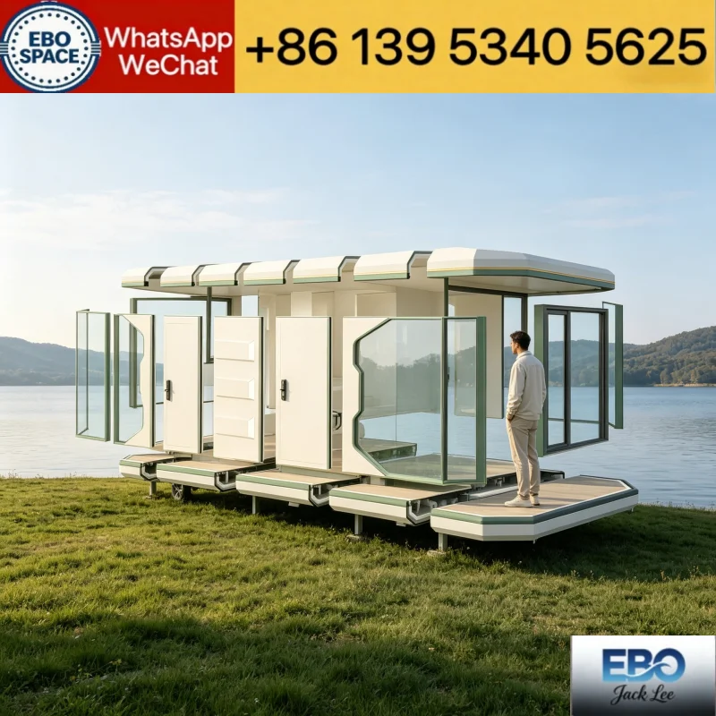 Large Expandable Prefabricated Container Villa Foldable Tiny House Balcony Design Outdoor Permanent Living Home