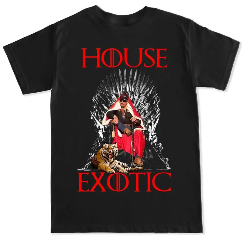HOUSE EXOTIC KING JOE TIGER SHOW ZOO ANIMALS THRONE LION FUNNY MEME MENS  T shirt