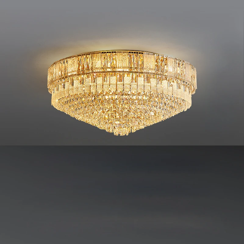 Noble Top Level Dimmable LED Crystal Stainless Lamparas De Techo 2024 Ceiling Chandelier Ceiling Lamp For Living Room Bedroom