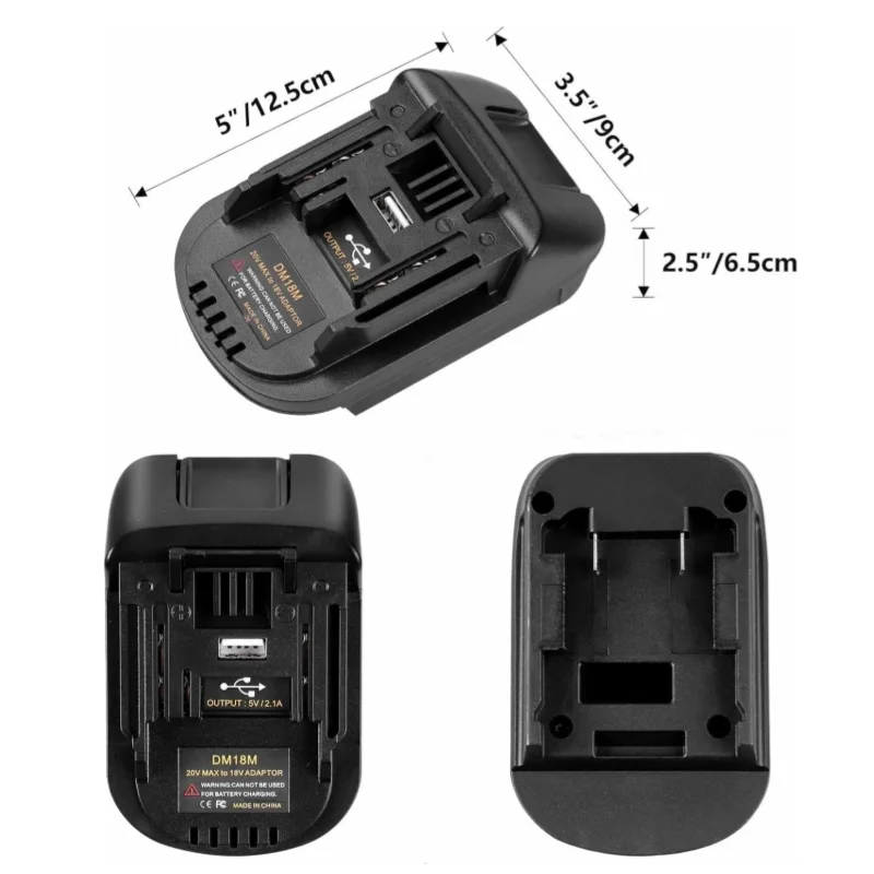 DM18M Lithium Battery Adapter for Dewalt To for Makita 18V BL1830 BL1840 BL1850 Power Tools Convert with USB Charging Port view 3