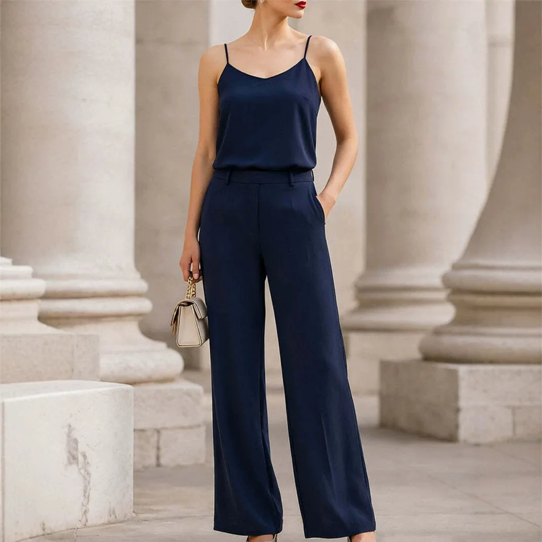 Chiffon Matching Set Jumpsuit Pants Playsuits Overall Blouse Top Spring Summer Elegant Casual