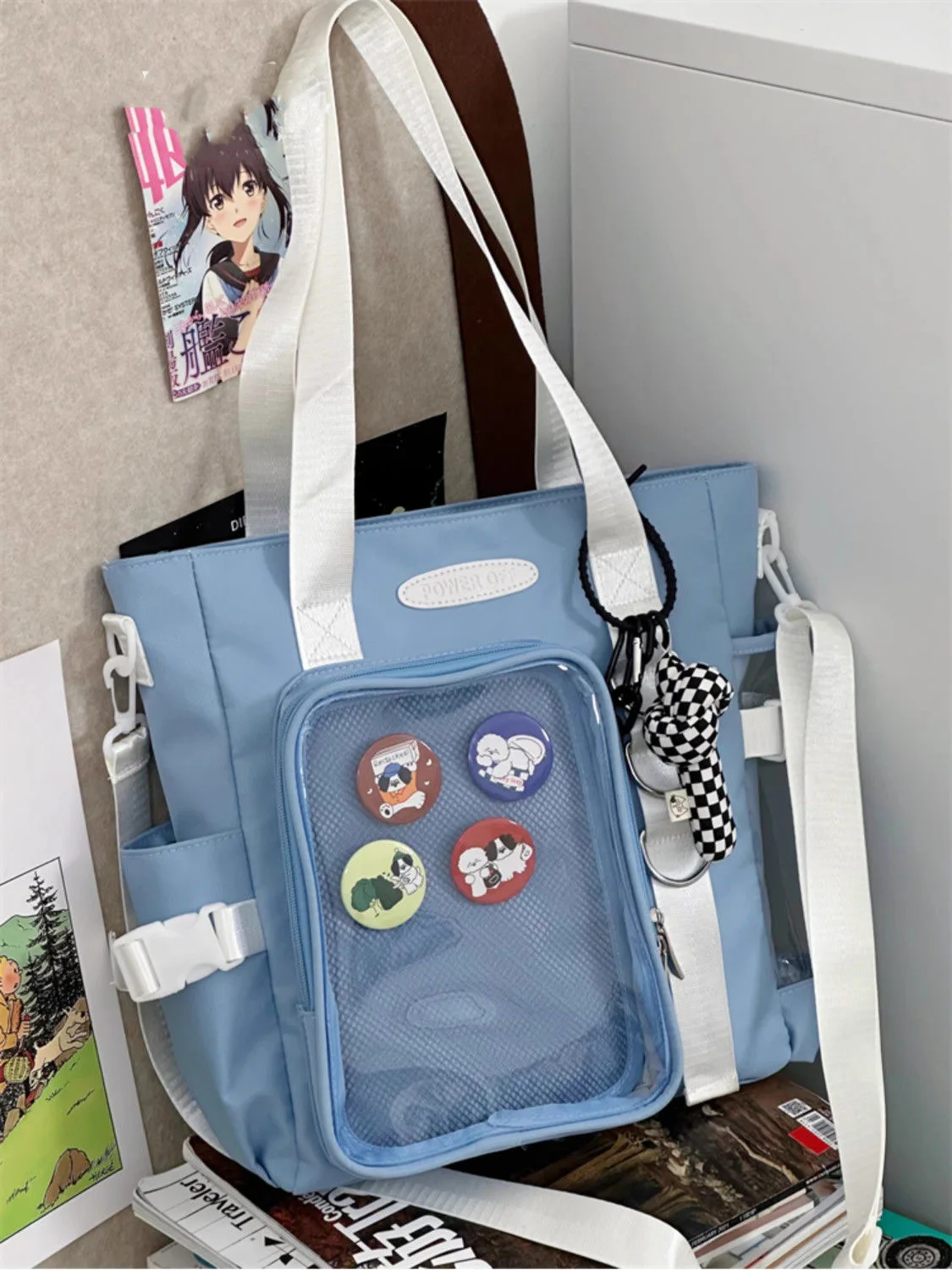 Japanese Kawaii Itabag DIY Badges Display Plate College Student Shoulder Bag Nylon Purses and Handbags Tote Crossbody Bags JK