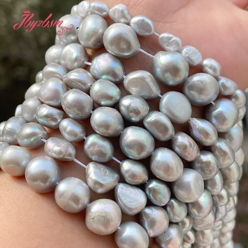 Natural Potato Beads High Quality Punch Gray Freshwater Pearl Beads for DIY Elegant Necklace Bracelet Earring Jewelry Making 15\