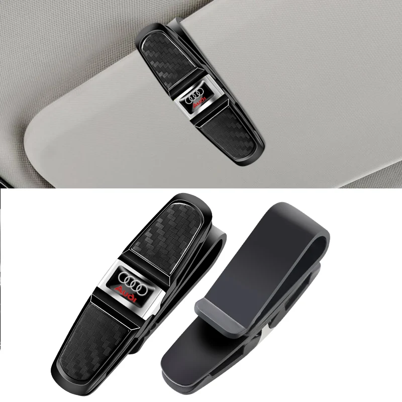 ABS Glasses Clip Car Sun Visor Card Ticket Clamp Fastener For Audi Quattro Sline A3 A4 A6 A5 Q5 A1 Q7 Q3 Q2 Q8 A7 A8 TT S1 SQ5