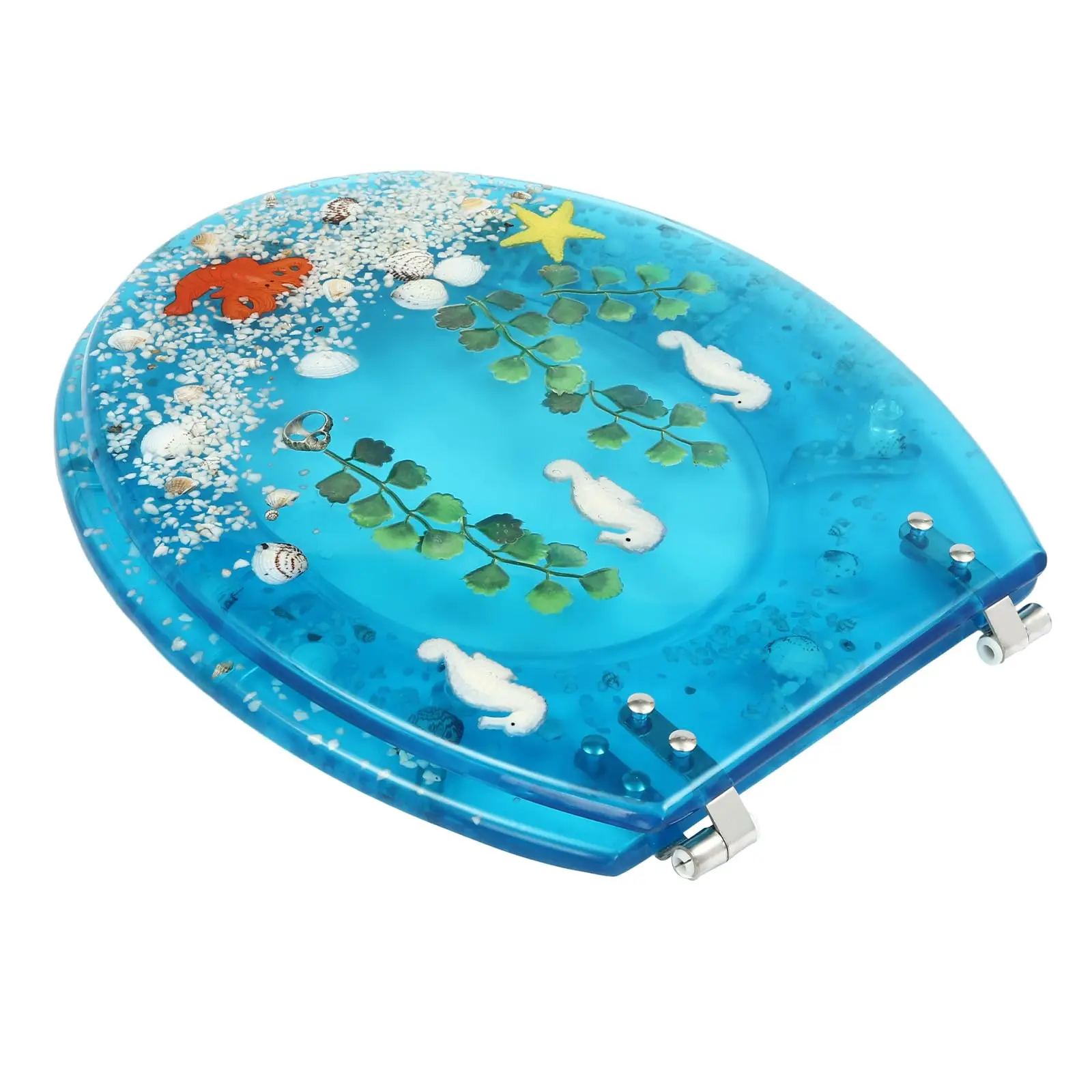 

Resin Toilet Seat Load Capacity 100kg/220lbs, 36*45cm Blue Toilet Seat w/ Cover for U-, V- and O-shaped Toilets NEW