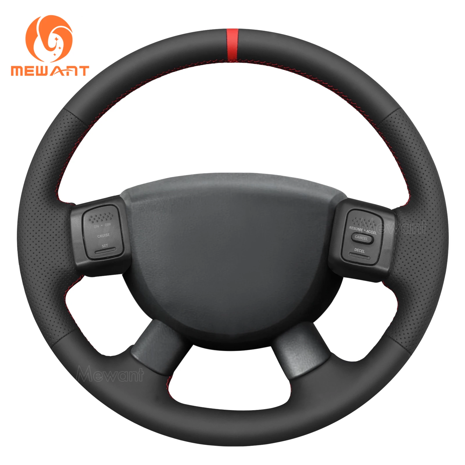 

MEWANT Black genuine Leather Car Steering Wheel Cover for Dodge Ram 1500 2500 3500 2004-2008