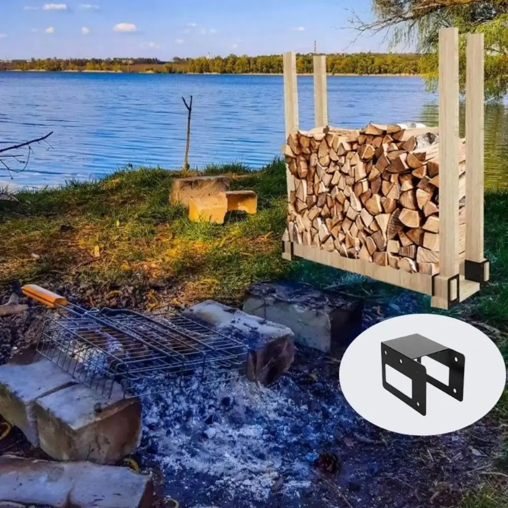 

Adjustable Firewood Rack Heavy Duty Durable Firewood Holder Brackets Space Saving Assemble Log Storage Rack Outdoor