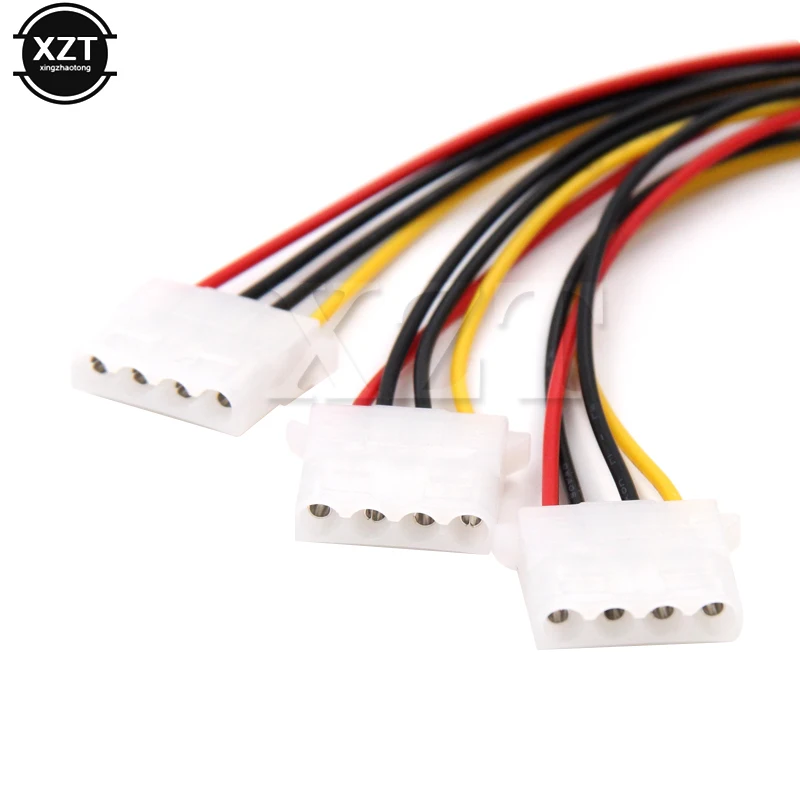 High Quality 4 Pin Molex Male to 3 port Molex IDE Female Power Supply Splitter Adapter Computer 4Pin IDE Power Cord