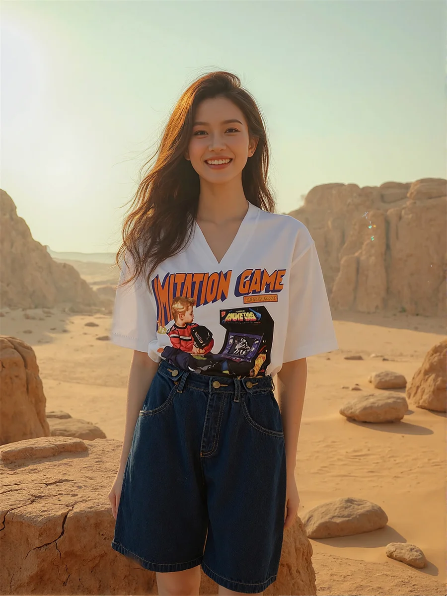 Pantaloncini da donna in tessuto denim Vinatge minuscolo giarrettiera da badminton combinazione diagramma treino corrida motociclista personalizzati