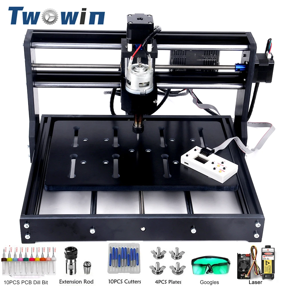 Twowin 3020 Mini Gravador a Laser Faça Você Mesmo Cnc Router Máquina de Gravura Grbl Controle de Corte de Fresagem para Acrílico Pcb Pvc Metal