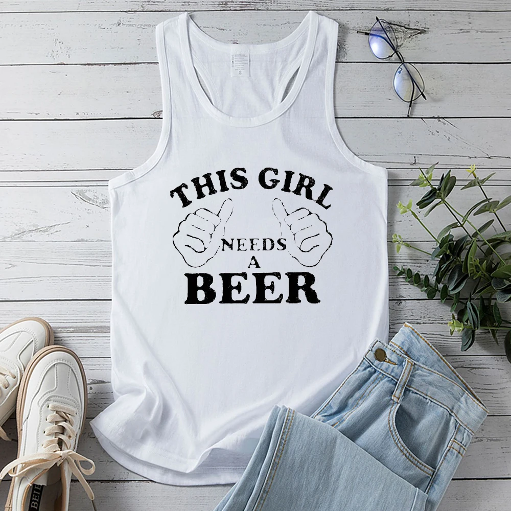 Seeyoushy THIS GIRL NEEDS A BEER 2023 Summer New Womens Tank Top Trend Casual Sports Top Y2K Aesthetic Women's Clothing Harajuku