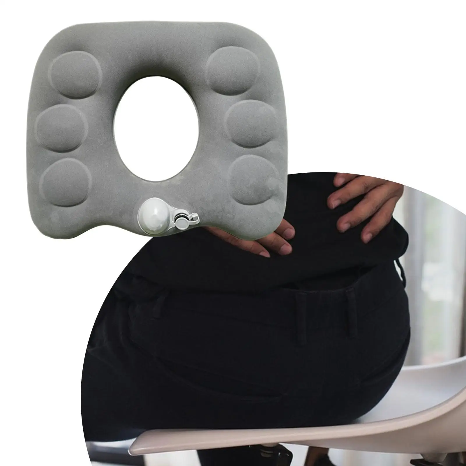 Breathable Donut Seat Cushion for Hemorrhoids Relief Inflatable Car Office Chair Sitting Pad