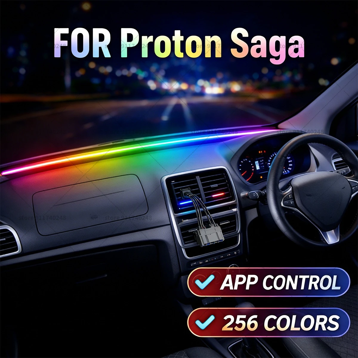For  Proton Saga Automotive decoration light strip,colorful acrylic front windshield soundproofing strip,ambience light