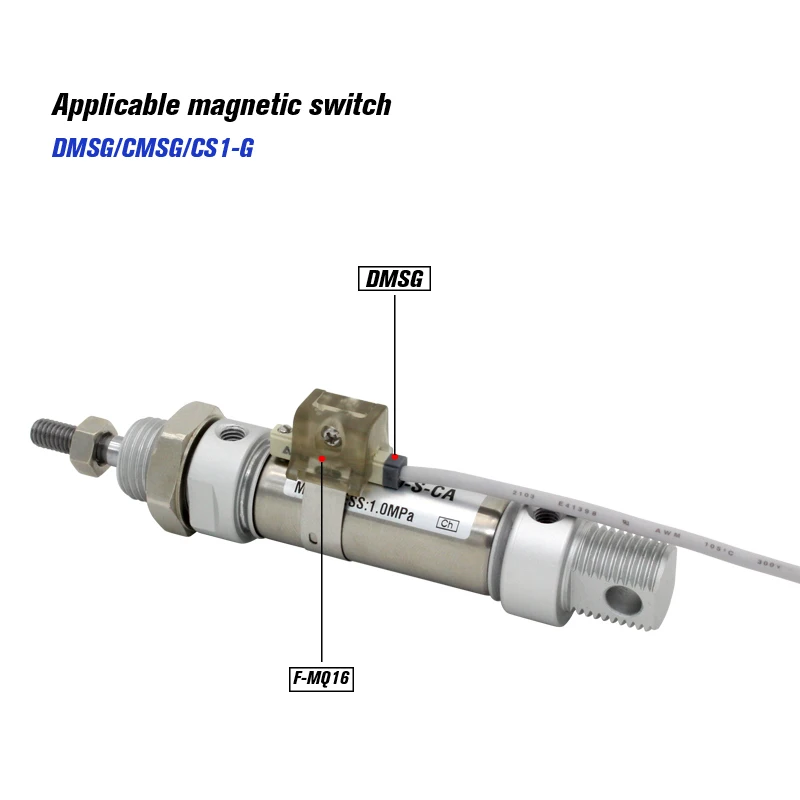 Ingebouwde magneet MA-serie mini-luchtcilinder 25 mm boring 10-300 mm slag Dubbelwerkende mini-ronde cilinders MA25x50S-CA-U-CM