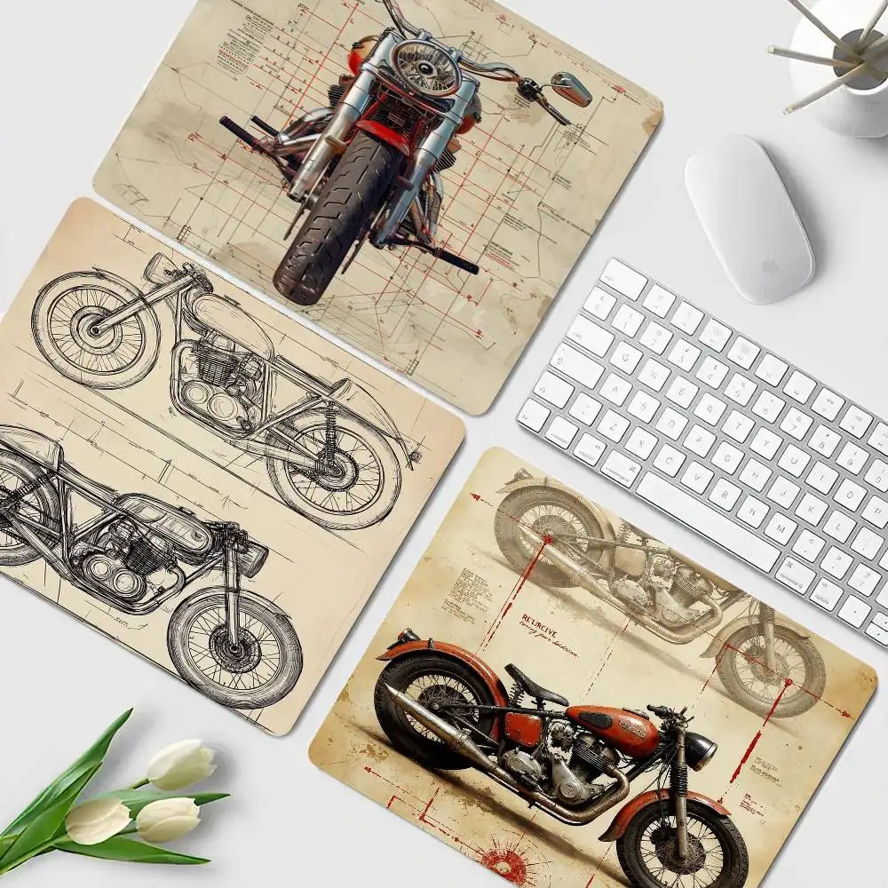 Retro Motorcycle Mechanical Structure Map mouse pad small size creative mat game mouse pad desk mouse accessories square carpet