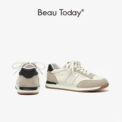 BeauToday Flats Sneakers Women Lace Up Patchwork Shallow Mixed Colors Round Toe Casual Outdoor Spring Autumn Ladies Shoes 29177