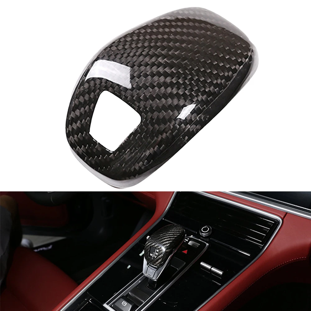 Car Gear Shift Knob Console Head Cover For Panamera 971 2017-2021 Real Carbon Fiber Gear Knob Shift Lever Frame Interior Parts