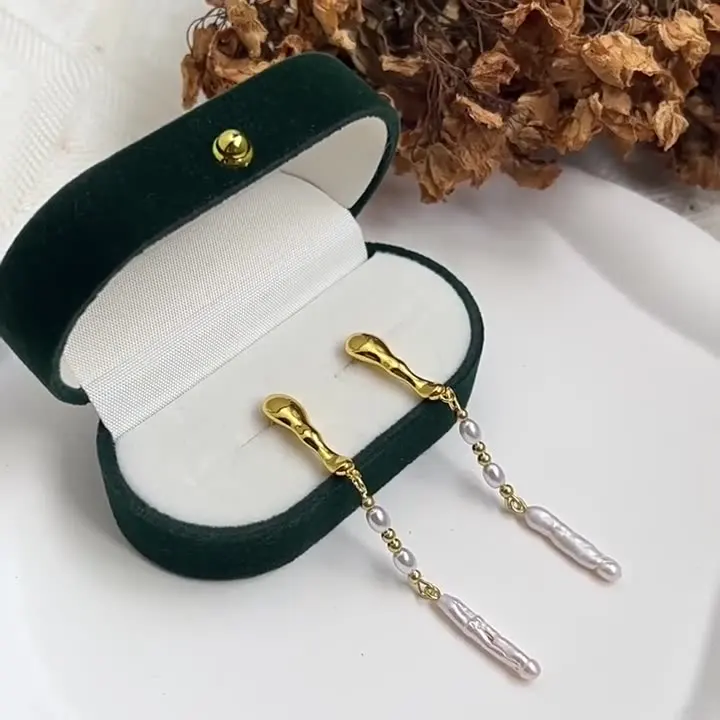 New Arrival 100% Natural Freshwater Pearl 14K Gold Filled Ladies Tassels Stud Earrings Jewelry For Women Anti Allergy