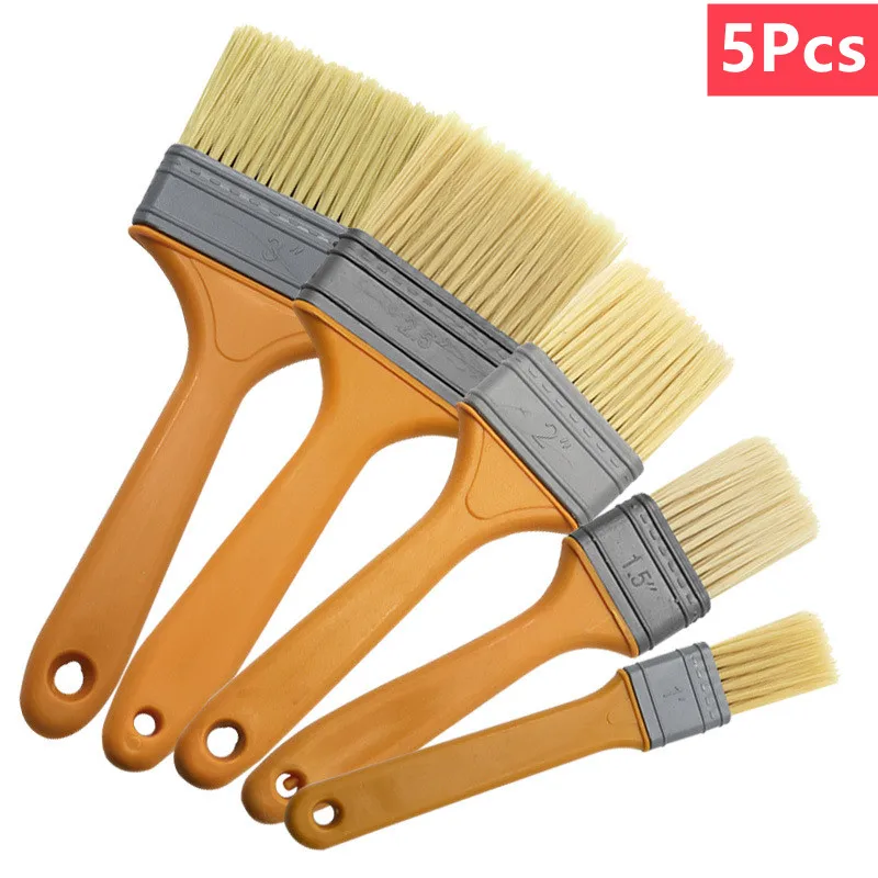 

5 шт., кисть для рисования, кисть для барбекю, пластиковая ручка, многофункциональные кисти для соуса, кондитерских изделий, инструменты для акварельной живописи 1/2/3/4/5 дюймов