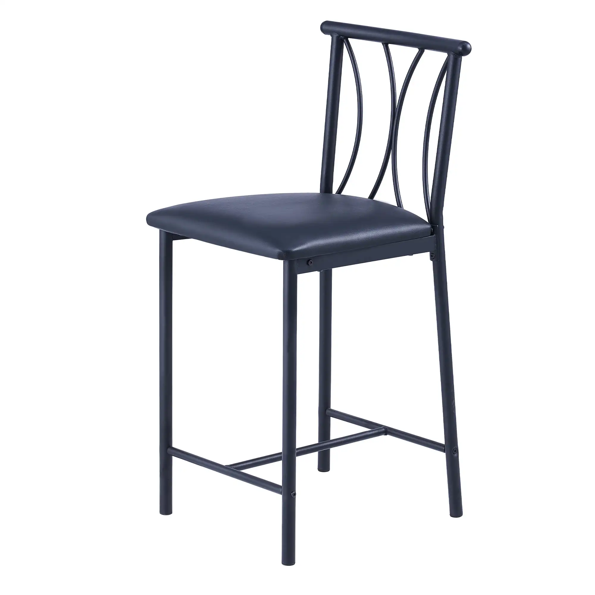 3 Pieces Bar Table Set Counter Height Bar Dining Table with Stools Set Wine Rack & Glass Holder Wood Brown