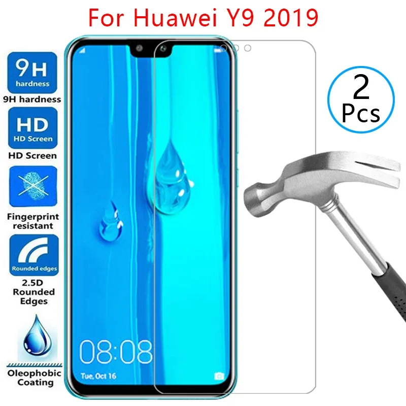 tempered glass screen protector for huawei y9 2019 case cover on huawey huwei hawei y 9 9y y92019 protective phone coque bag 360