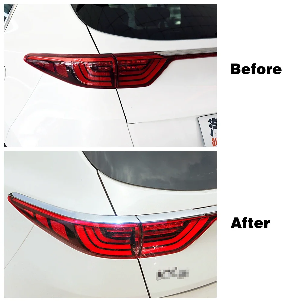 For Kia Sportage QL 2015-2019 ABS Chrome Car Rear Tail Light Lamp Eyebrow Eyelid Trim Cover Garnish Moulding Accessories