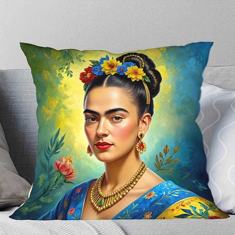 Lebendiger Blumen-Haarkissenbezug für Damen, doppelseitiger traditioneller Kostüm-Kissenbezug, maschinenwaschbar, Heim- und Autodekoration, 1 Stück