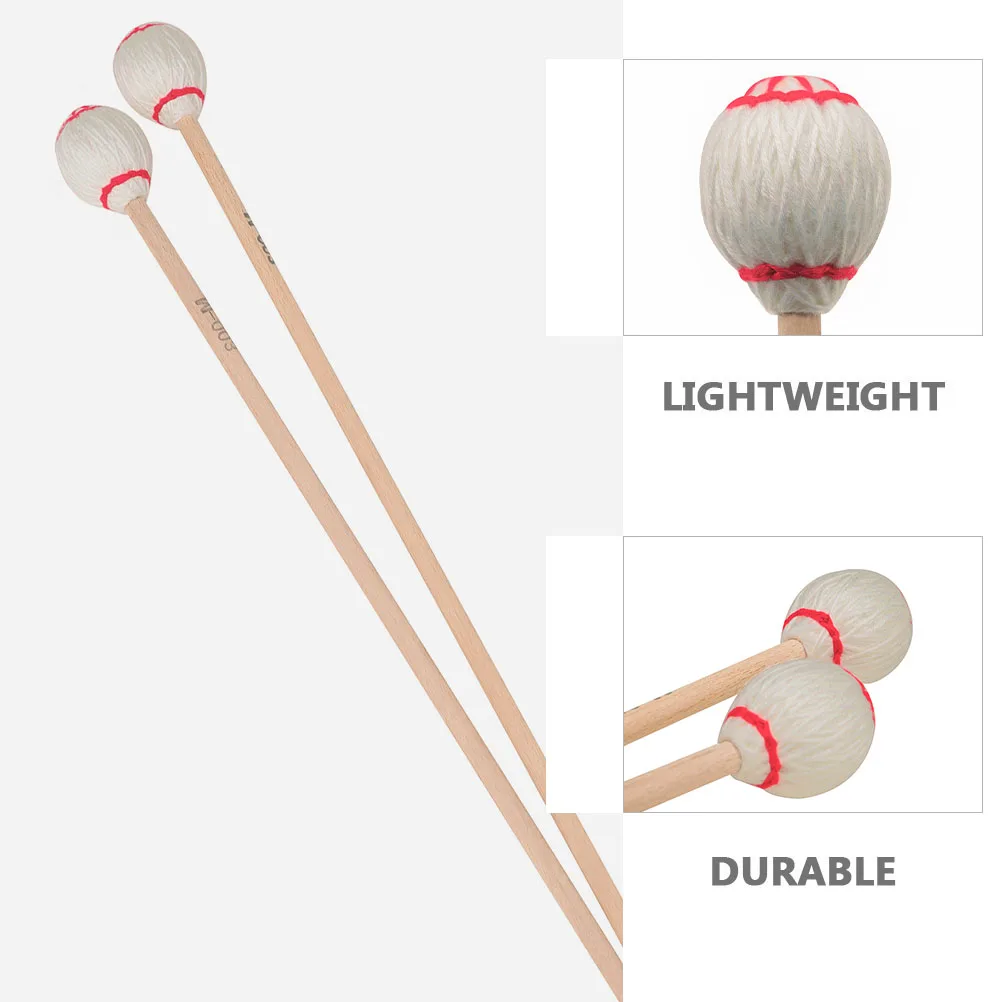 

2 Pcs Drumsticks Maple Marimba Mallets Percussion Working for Soft Handles Red Xylophone