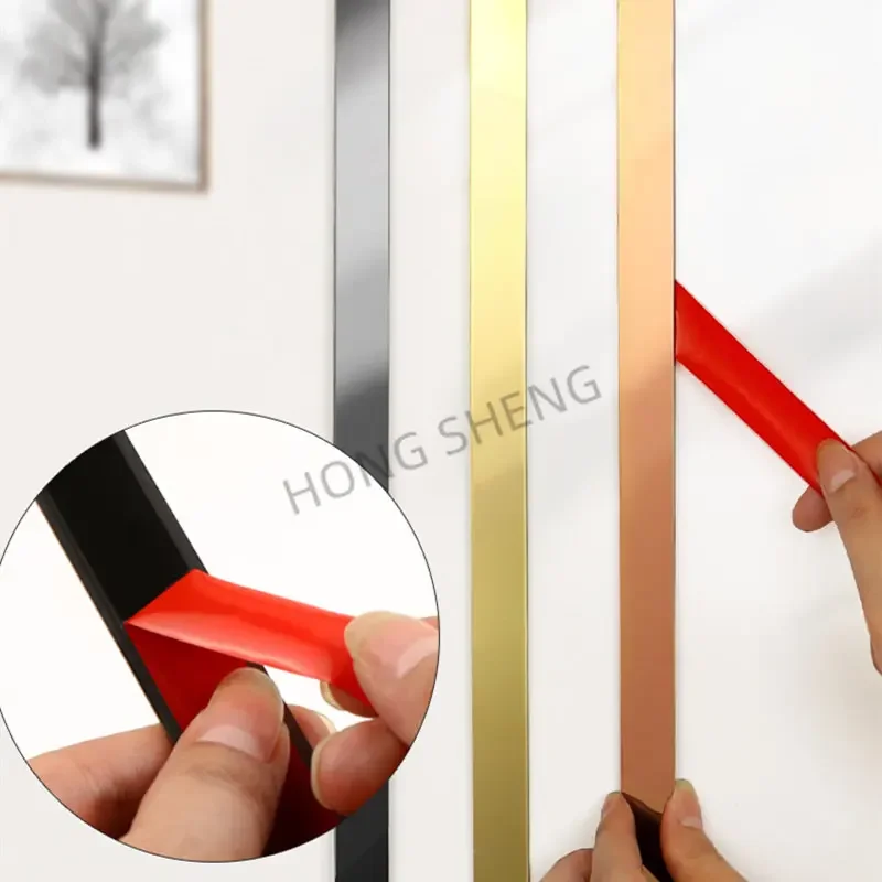1 roll metallic gold decorative edging strip for walls ceilings tiles furniture switches floors modern mirror finish surface acc