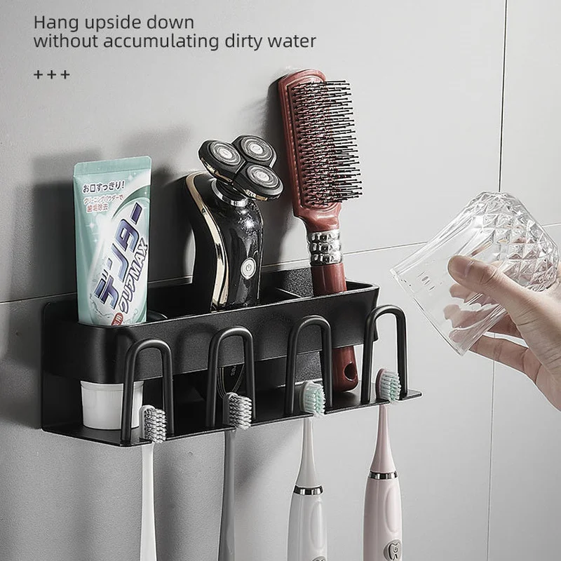 

1PCS Wall Mounted Bathroom Shelves Toothbrush Storage Rack Cup Shelf Shower Hanging Holder Bathroom Kitchen Toilet Accessories