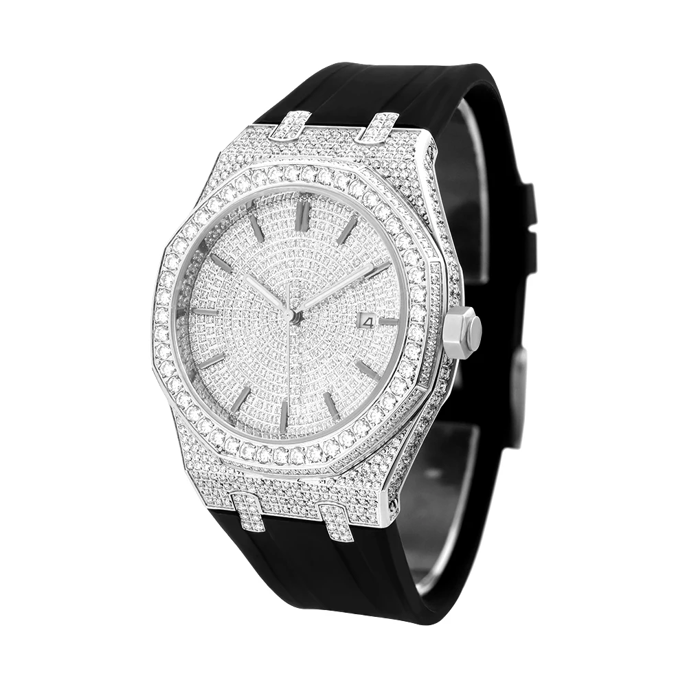 

Hip Hop Diamond Jewelry Square Bezel VVS Moissanite Parts Custom Band Chilled Logo Men's Bust Watch