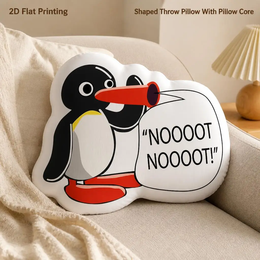 Funny Noot Noot Penguin Shaped Throw Pillow Stuffed Cushion Novelty Cartoon Accent Pillow for Sofa Bedroom Home Decor Office