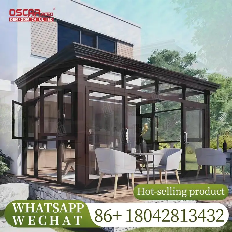 Slant Roof Top Glass House Open Backyard Leisure Customization Pergola Conservatory For Patio Garden Balcony sunroom