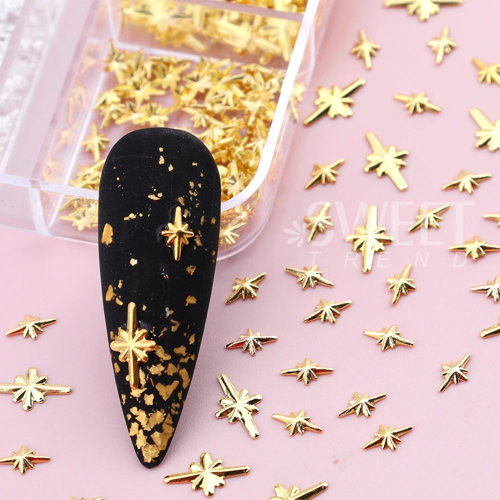 อุปกรณ์ตกแต่งเล็บรูปดาวสีทองเงิน 1/3 กล่อง  อะไหล่ตกแต่งเล็บรูปดาว  จี้เล็บรูปดาว  จี้เล็บรูปหัวใจเล็กๆ  สำหรับตกแต่งเล็บ DIY