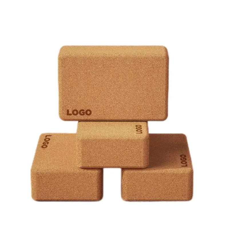 

High Density Thick Wedge Eco Friendly 3*6*9inch Wooden Customable Logo Organic 100% Natural Cork Bulk Wood Yoga Blocks