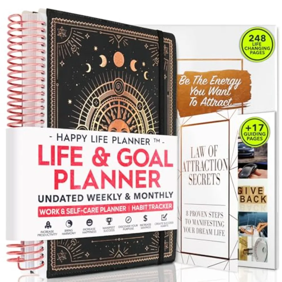 

Manifestation Journal Hourly Weekly and Monthly Planner 12-Month to Increase Productivity Life Organizer and Goal Planner Spira