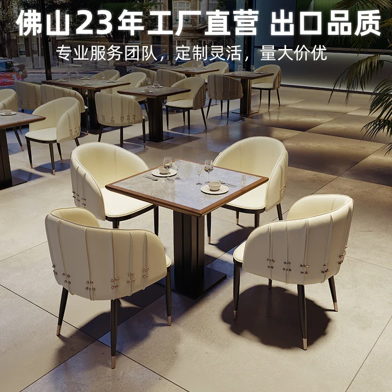 Theme Fusion Western Restaurant Table And Chair Combination Customized Hotel Catering Restaurant Rock Slab Table Tea Restaurant