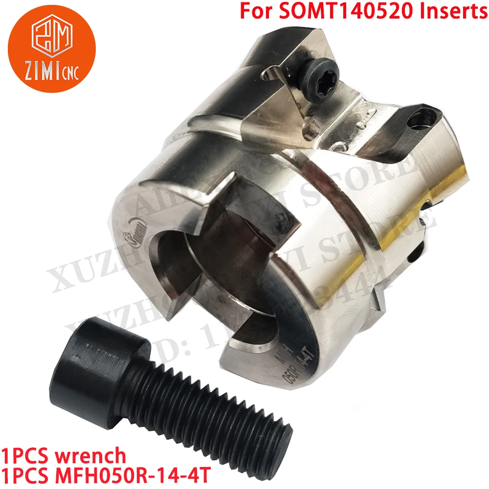 1PCS MFH050R-14-4T Face Milling Cutter Milling Tool For SOMT140520 Inserts CNC Tool Carbide Milling inserts MFH050R + 1PC wrench