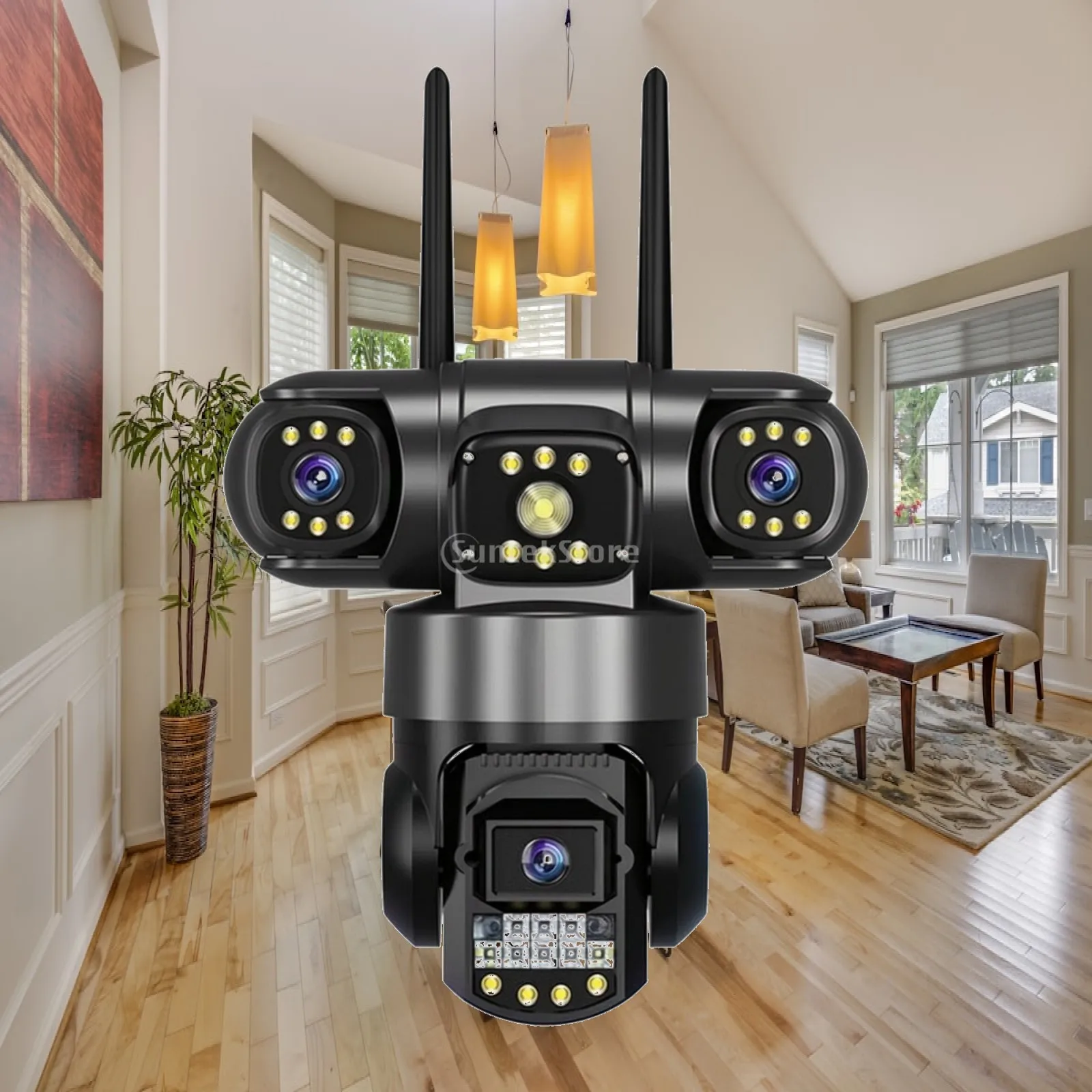 Triple-Lens Security Camera Wired PTZ Camera Outdoor for Homeowners, Yard, Driveway