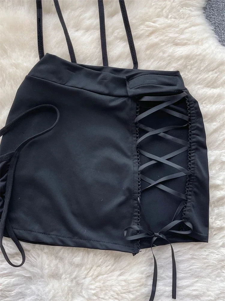 Toucheart-Conjuntos de Uniformes Sensuais Femininos, Top Sheer com Decote V, Mini Saia com Renda, Oco Fora, Ternos Pornôs Cosplay, Estilo Preppy,